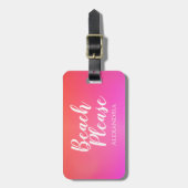 Étiquette À Bagage Beach Pink Orange Ombre Name Address (Devant Vertical)