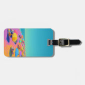 Étiquette À Bagage Beach Umbrella Bright Colorful Tropical (Devant horizontal)