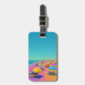 Étiquette À Bagage Beach Umbrella Bright Colorful Tropical (Devant Vertical)