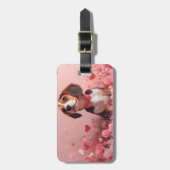 Étiquette À Bagage Beagle avec des roses - Saint-Valentin (Devant Vertical)