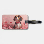 Étiquette À Bagage Beagle avec des roses - Saint-Valentin (Dos horizontal)