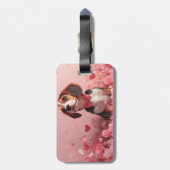 Étiquette À Bagage Beagle avec Rose - Saint Valentin (Dos Vertical)