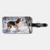 Étiquette À Bagage Beagle Laisser Neige Noël (Dos horizontal)