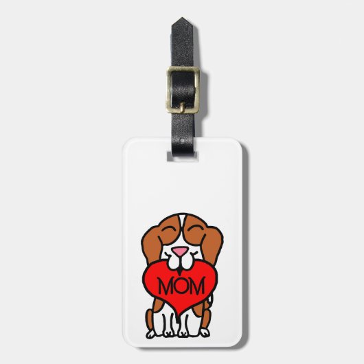 Étiquette À Bagage Beagle Maman Main Tirée (Devant Vertical)