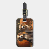 Étiquette À Bagage Beagle Puppy Automne Citrouille de plaisir (Devant Vertical)