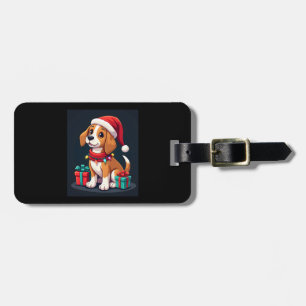 Étiquette À Bagage Beagle Xmas Éclairage Père Noël Beagle Chien Noël
