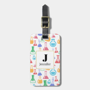 Étiquette À Bagage Beakers et flacons Fun Science Motif Monogramme