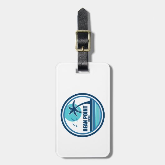 Étiquette À Bagage Bean Point Beach Floride Palm Tree Birds (Devant Vertical)