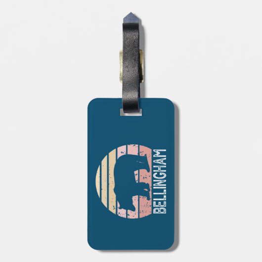 Étiquette À Bagage Bear rétro de Bellingham Washington (Dos Vertical)