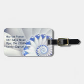 Étiquette À Bagage Beau Bleu & Blanc Mer Shell Art Fractal fin (Devant horizontal)