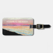 Étiquette À Bagage Beau Coucher De Soleil De Plage Peint En Pastels D (Devant horizontal)
