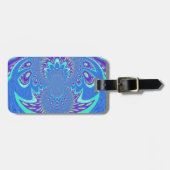 Étiquette À Bagage Beau cyan bleu kaléidoscope vectoriel design (Devant horizontal)