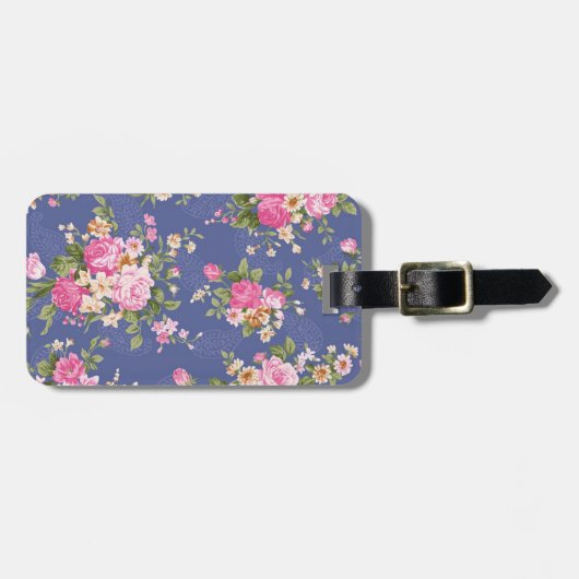 Étiquette À Bagage Beau design floral (Devant horizontal)