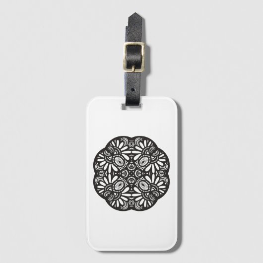 Étiquette À Bagage Beau griffonnage de carré noir de Deco (Devant Vertical)