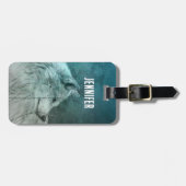 Étiquette À Bagage Beau loup gris dans une forêt foncée (Devant horizontal)