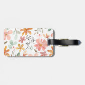 Étiquette À Bagage Beau Motif à fleurs rose orange blanc (Dos horizontal)