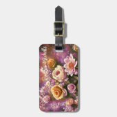 Étiquette À Bagage Beau Motif de fleurs acryliques (Devant Vertical)