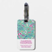 Étiquette À Bagage Beau motif fait sur commande d'été de photo et de (Dos Vertical)