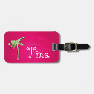 Étiquette À Bagage Beau palmier à Arrière - plan rose