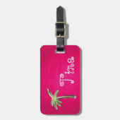 Étiquette À Bagage Beau palmier à Arrière - plan rose (Devant Vertical)