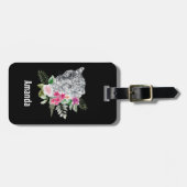 Étiquette À Bagage Beau portrait de tête de léopard en aquarelle (Devant horizontal)