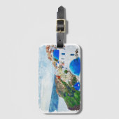 Étiquette À Bagage Beau Santorin Grèce Décor Voyage (Devant Vertical)