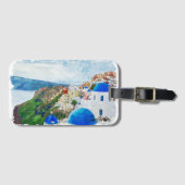 Étiquette À Bagage Beau Santorin Grèce Décor Voyage (Devant Horizontal)