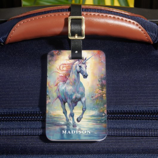 Étiquette À Bagage Beau Unicorn Modèle de nom personnalisé (Insitu Rectoal 2)