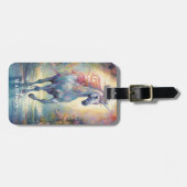 Étiquette À Bagage Beau Unicorn Modèle de nom personnalisé (Devant horizontal)