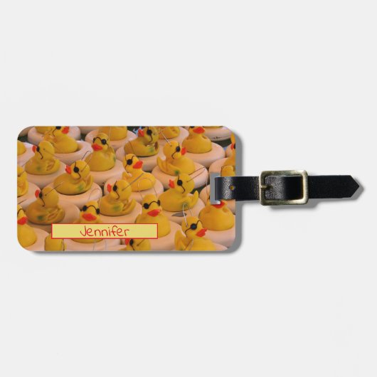 Étiquette À Bagage Beaucoup De Canards En Caoutchouc Jaune Personnali (Devant horizontal)