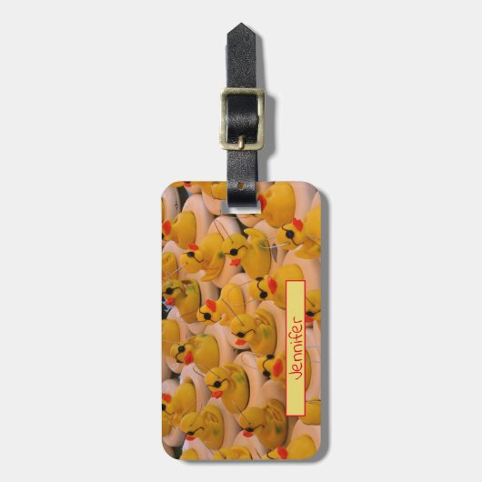 Étiquette À Bagage Beaucoup De Canards En Caoutchouc Jaune Personnali (Devant Vertical)