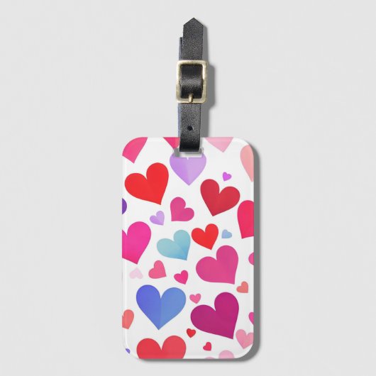 Étiquette À Bagage Beaucoup de coeurs (Devant Vertical)