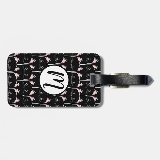 Étiquette À Bagage Beaucoup de Motif de chats noirs (Dos horizontal)