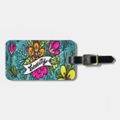 Étiquette À Bagage Beauté de Coussin de Jet avec des Fleurs (Devant horizontal)