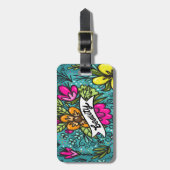 Étiquette À Bagage Beauté de Coussin de Jet avec des Fleurs (Devant Vertical)