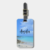Étiquette À Bagage Beautiful Turquoise Tropical Beach (Devant Vertical)