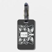 Étiquette À Bagage Beaux-arts blancs noirs Deco de monogramme (Dos Vertical)