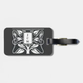 Étiquette À Bagage Beaux-arts blancs noirs Deco de monogramme (Dos horizontal)