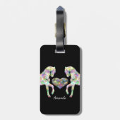 Étiquette À Bagage Beaux chevaux et coeur d'arc-en-ciel (Dos Vertical)