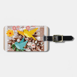Étiquette À Bagage Beaux oiseaux et fleurs L'art de l'IA