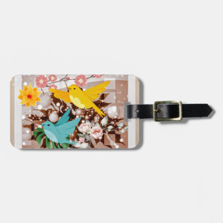Étiquette À Bagage Beaux oiseaux et fleurs L'art de l'IA
