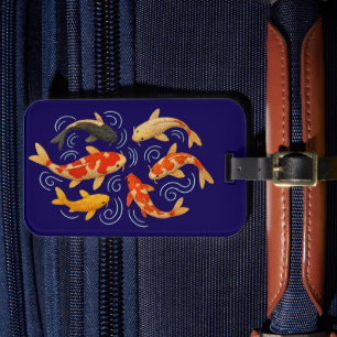 Étiquette À Bagage Beaux poissons koi brodés