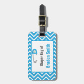 Étiquette À Bagage Bébé bleu-clair de chevrons (Devant Vertical)