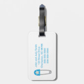 Étiquette À Bagage Bébé bleu-clair de chevrons (Dos Vertical)