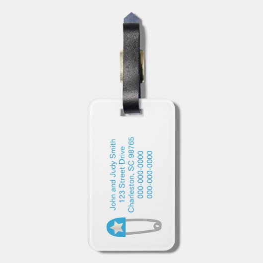 Étiquette À Bagage Bébé bleu-clair de chevrons (Dos Vertical)