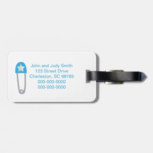 Étiquette À Bagage Bébé bleu-clair de chevrons (Dos horizontal)