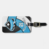 Étiquette À Bagage Bébé Bleu, Noir et Blanc Sport Volley 🏐 (Devant horizontal)