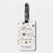 Étiquette À Bagage BÉBÉ drôle SON COVID OUTSIDE Typographie Or (Dos Vertical)