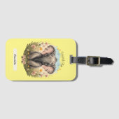 Étiquette À Bagage Bébé éléphant mignon Curiosité fleur sauvage Envie (Devant Horizontal)