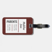 Étiquette À Bagage Bébé fille Aggie chien Maroon sac (Dos horizontal)